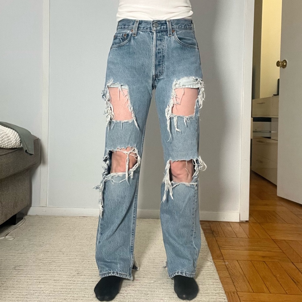 Levi's Light Blue Distressed Boyfriend Jeans